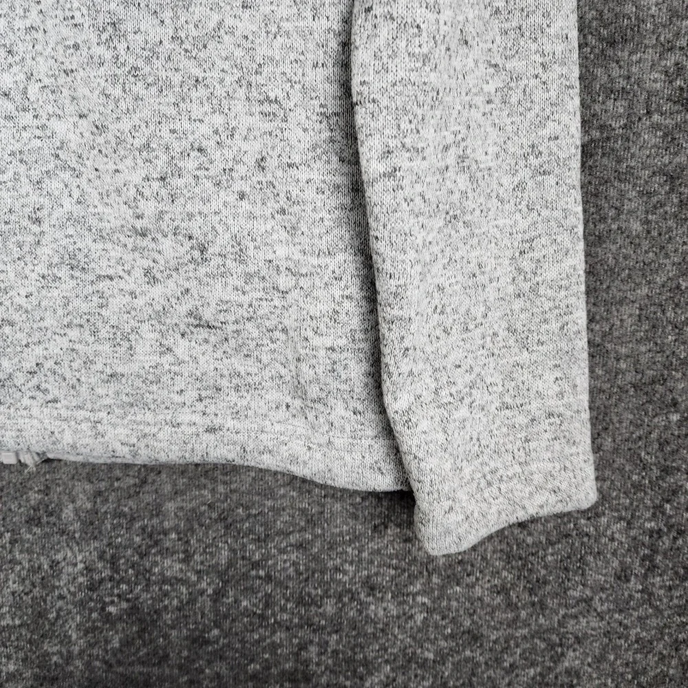 Chaps Sweater Fleece Jacket‎ Mens Medium Gray Marled Full Zip Mock Neck Pocket